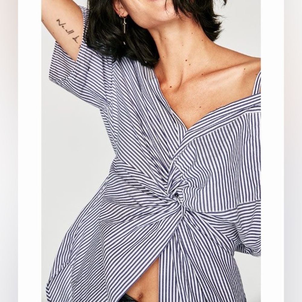 Zara | off-shoulder Oxford shirt
